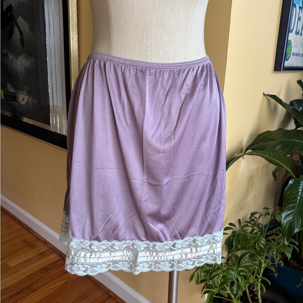 vintage lilac or lavender and teal or light aqua lace half slip